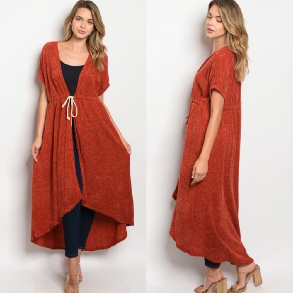 Medium Fall Hi Lo Rust Cardigan Kimono Duster Top